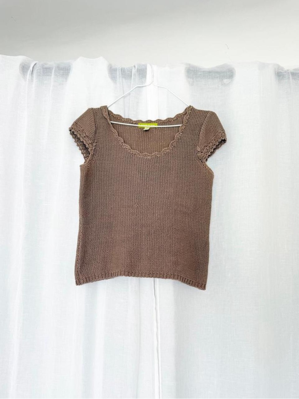 brown cotton knit cap sleeve baby tee ୨୧